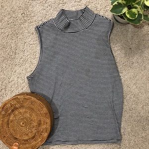 Striped Mock Neck Tank Top